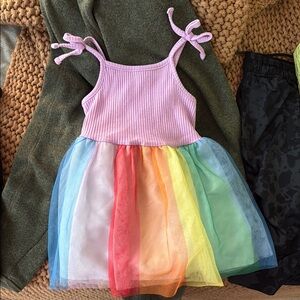 EUC Cat & Jack Rainbow Tulle Dress with Lilac Top